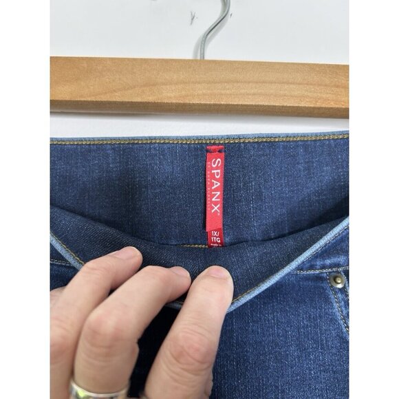 Spanx Pull On Skinny Blue Denim Jeans Womens Plus Size 1X - Picture 3 of 9